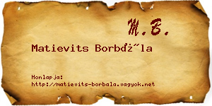 Matievits Borbála névjegykártya