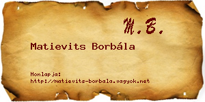 Matievits Borbála névjegykártya